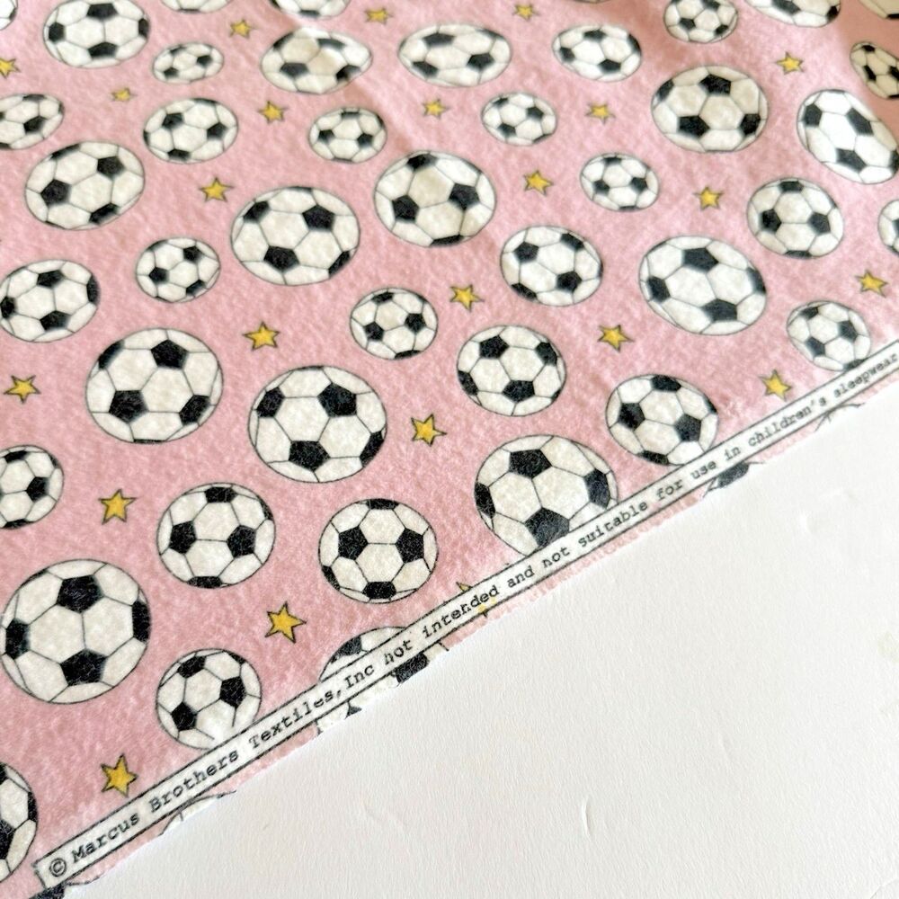 Marcus Bros Fabric Soccer Flannel Pink GIRL SOCCER BALL Sport Cotton Flannel 48"